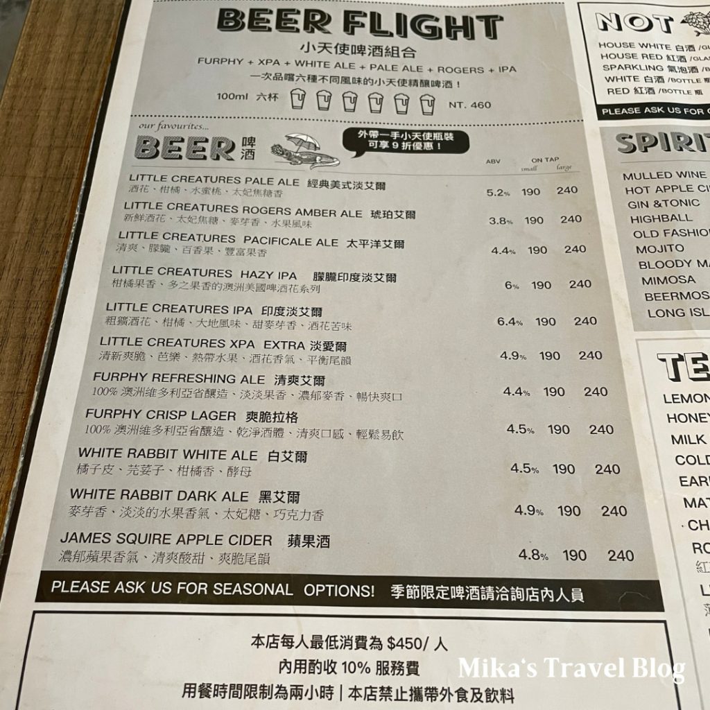 小天使精釀啤酒 Little Creatures Taipei 菜單 1